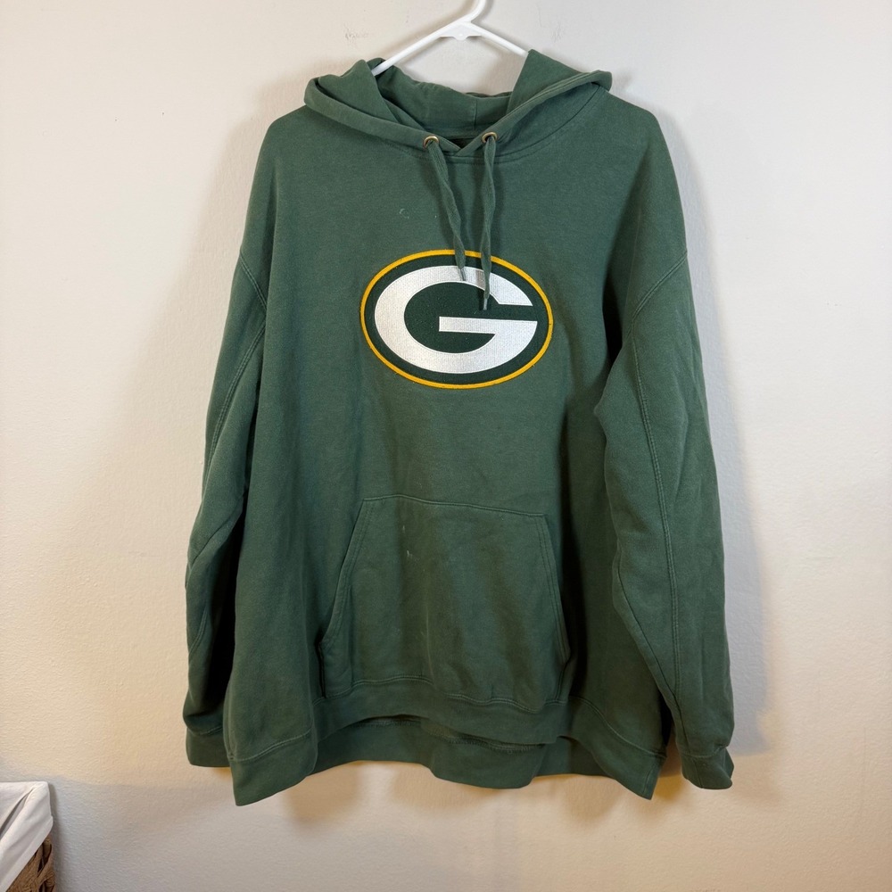 NFL Green Bay Packers Hoodie Mens XXL Green Pullover Embroidered Logo Gameday